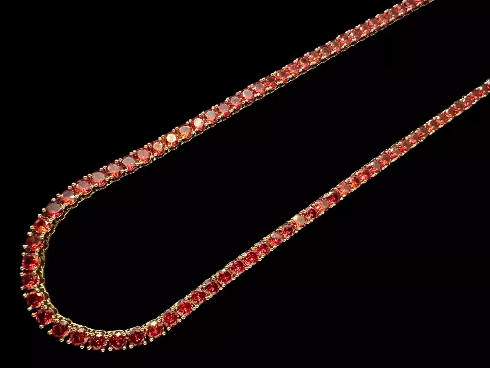 4mm True RED Tennis Chain Necklace 25ctw All Lengths Available Gold
