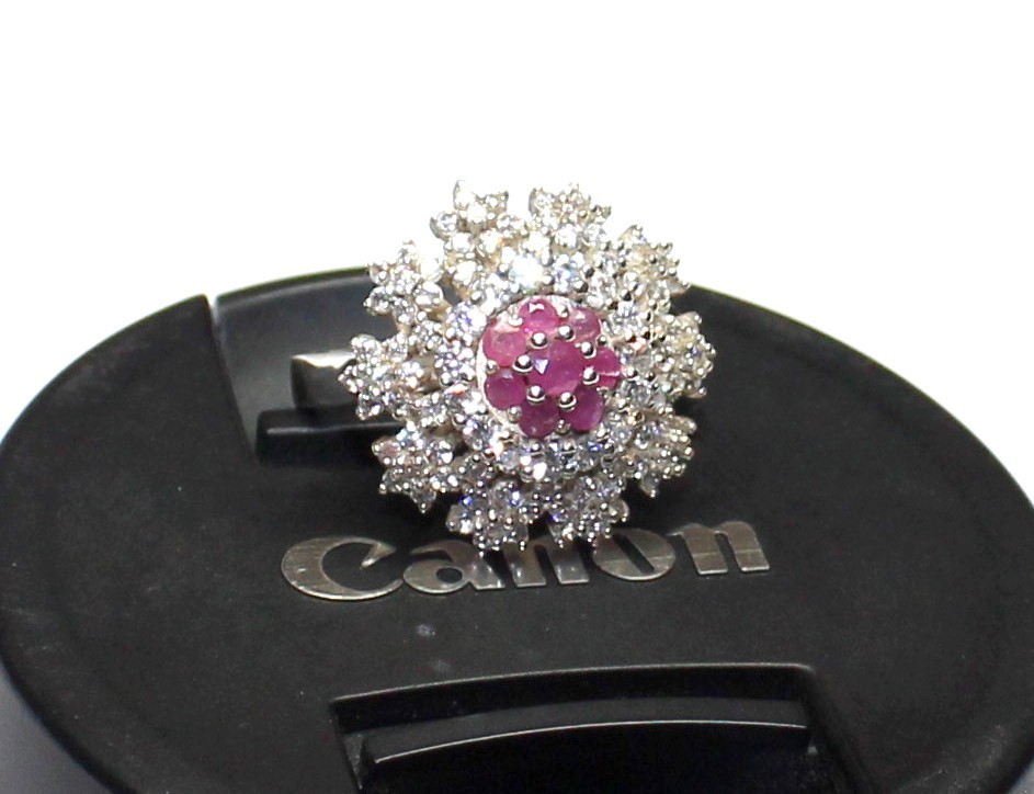 Burmese Ruby Sterling Silver Ring, Natural Gemstone Unique Engagement Jewelry