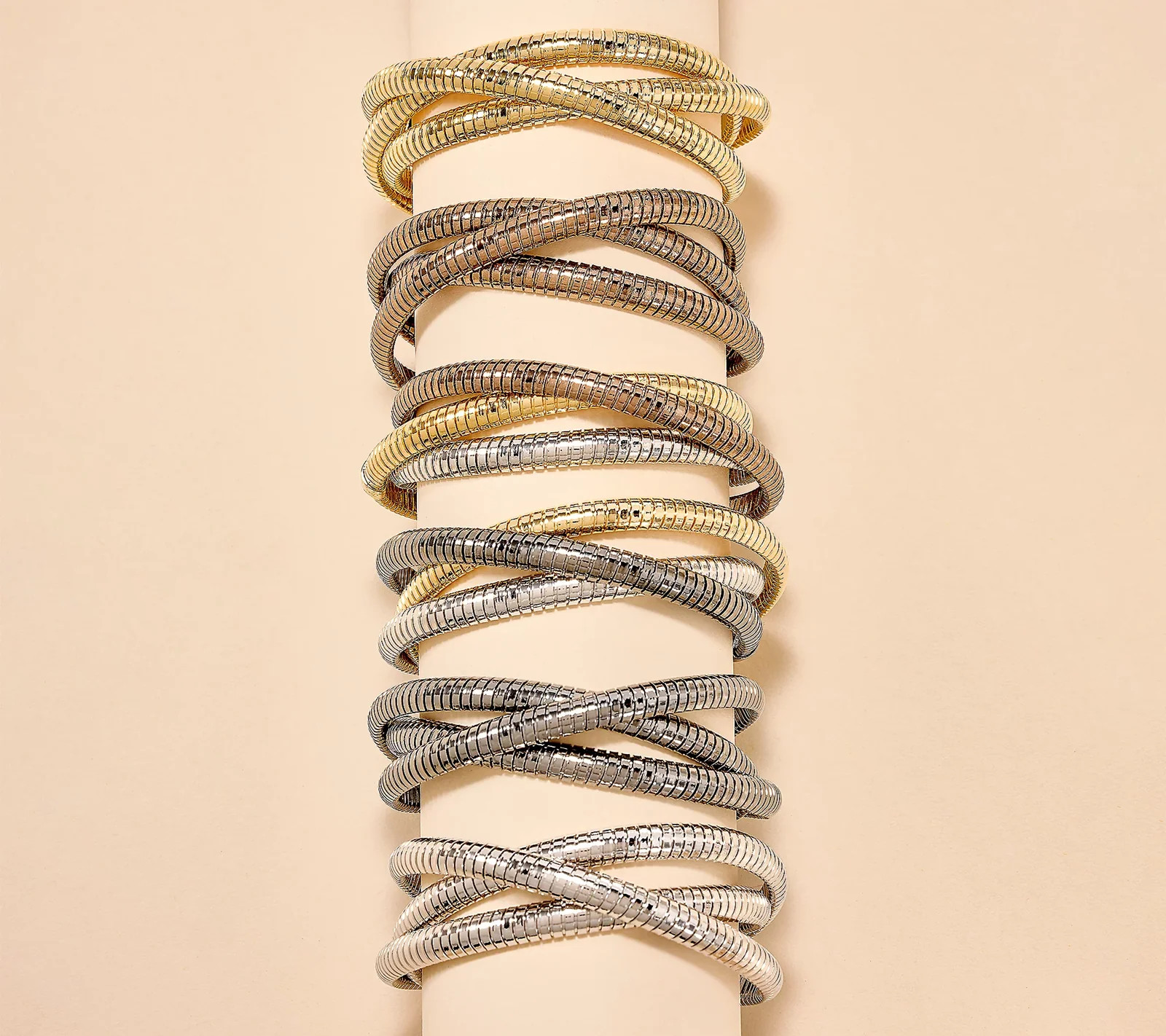 David Markstein Bronze Tri-Color Black Three Strand Slip On Tubogas Bracelet Avg