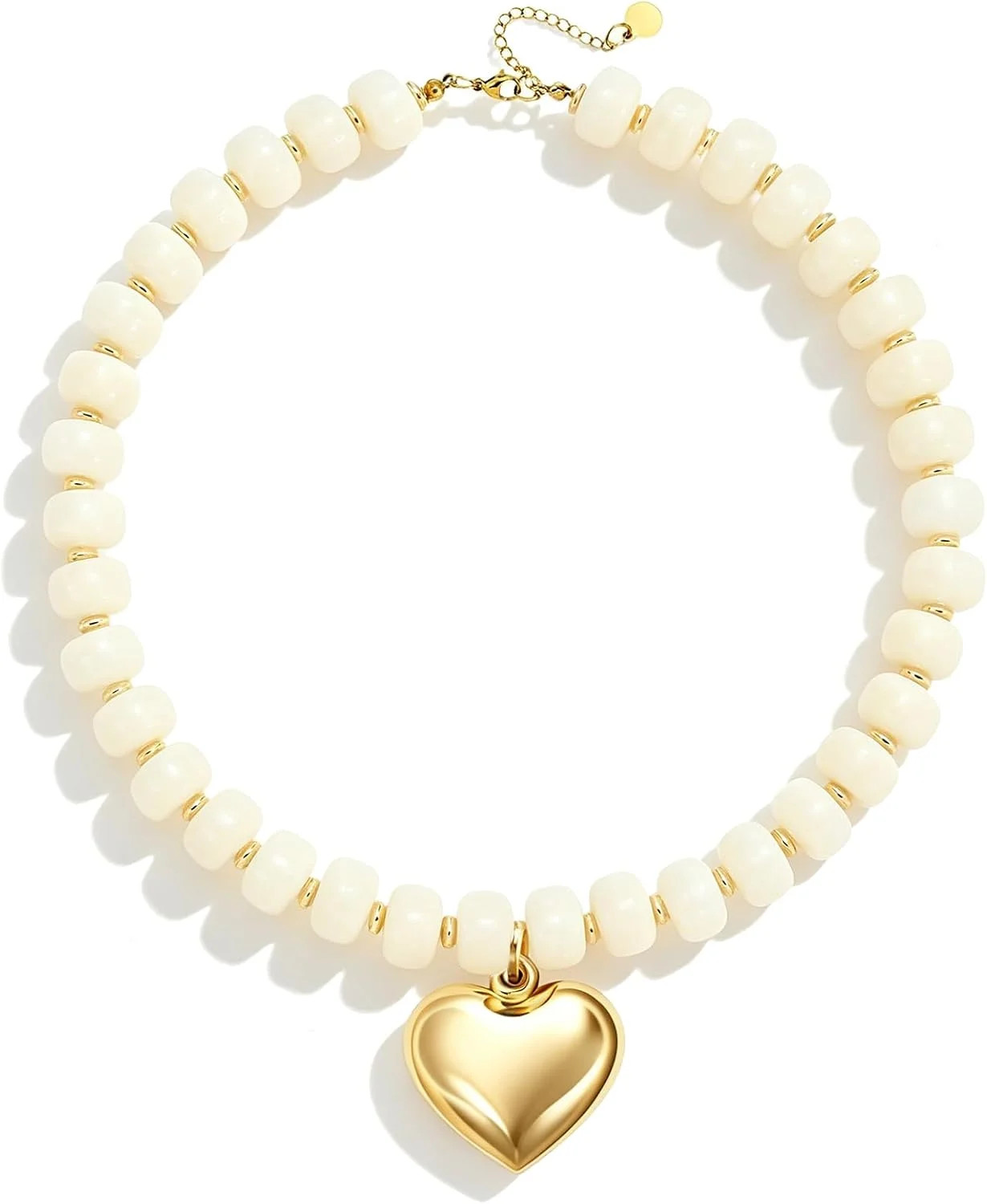 Beaded Necklaces for Women Big Bead Boho Choker Necklace Trendy Heart Jewelery