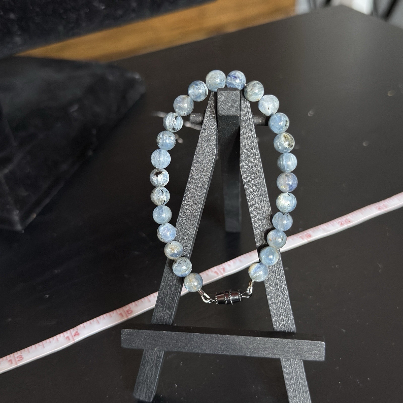 Blue Kyanite Natural Gemstone Bead Bracelet | Smooth Round 6mm