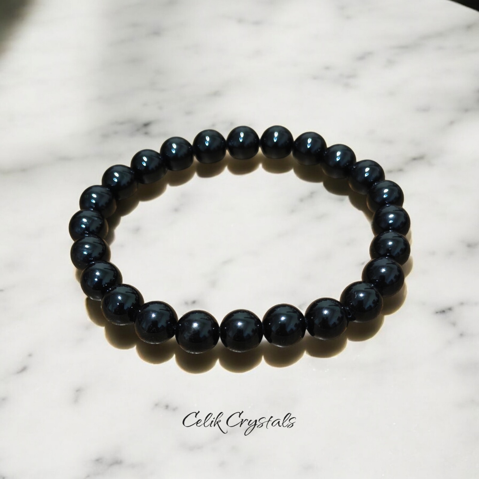 Black Tourmaline Bracelet Natural High Quality Stones 8mm