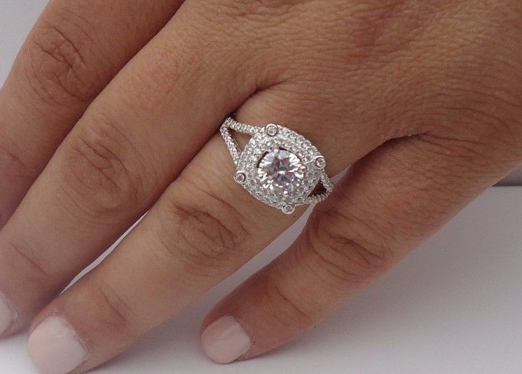925 STERLING SILVER LADIES DESIGNER RING 3ct LAB SIMULATE DIAMOND/SZ 5,6,7,8,9