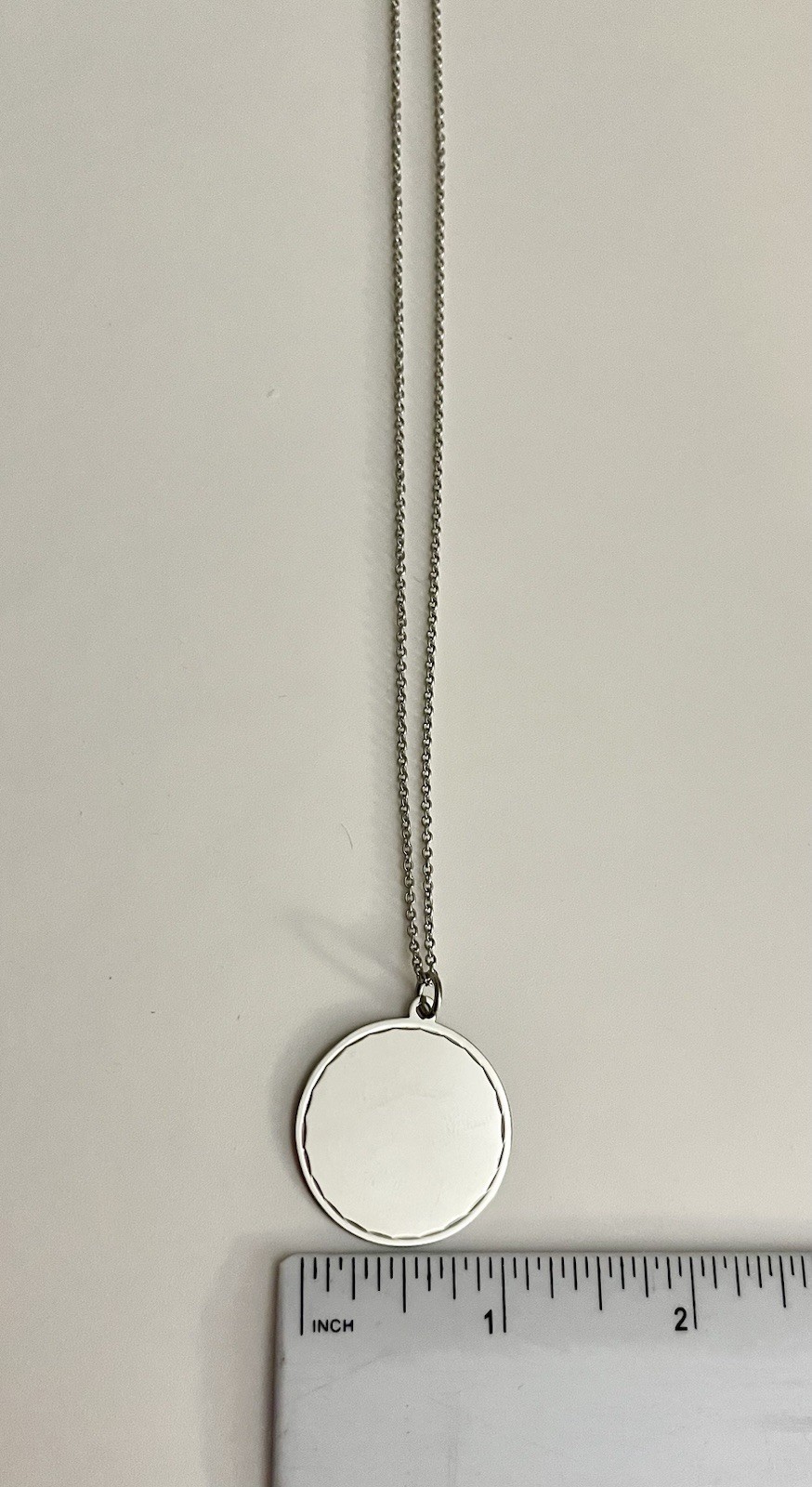 Chisel Stainless Steel Polished Engraveable Round Disc 16”-18”Necklace NEW