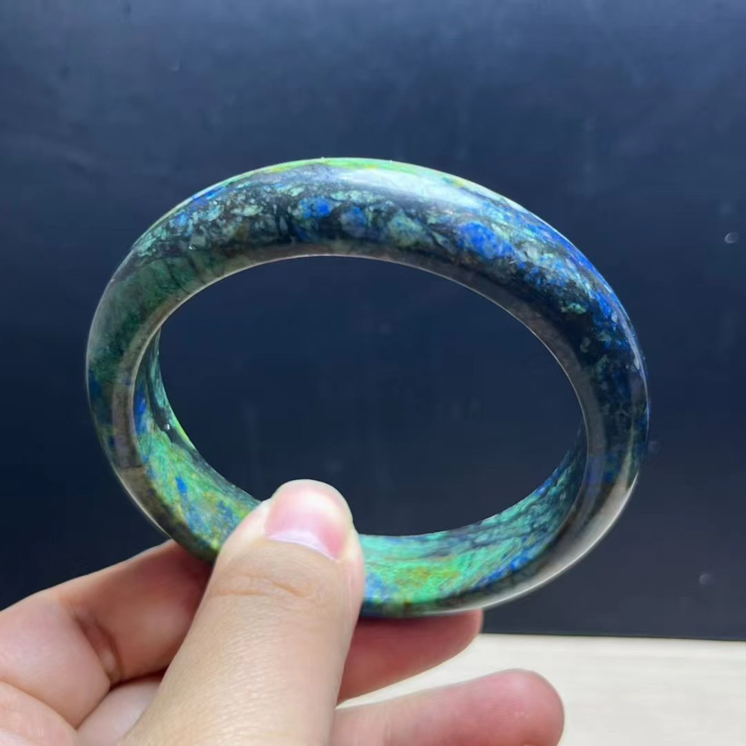 62mm Beauty Glittering Color Azurite & Malachite Crystal Bangle