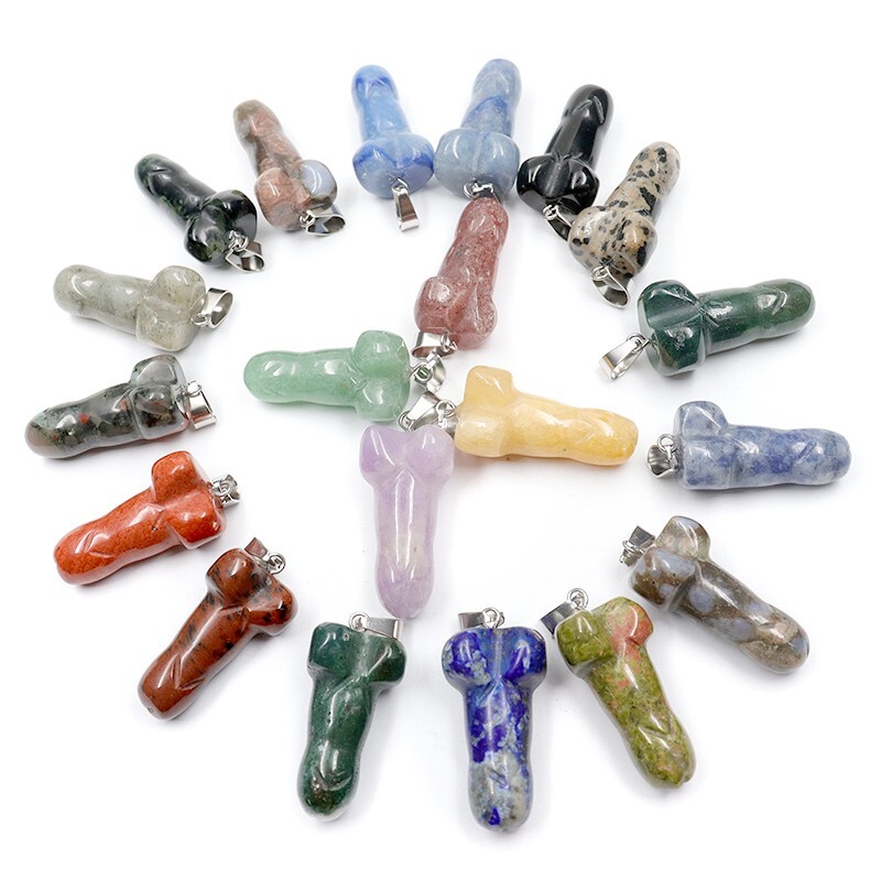Handmade Penis Pendant Natural crystal healing stone pendant for jewerly 10pcs