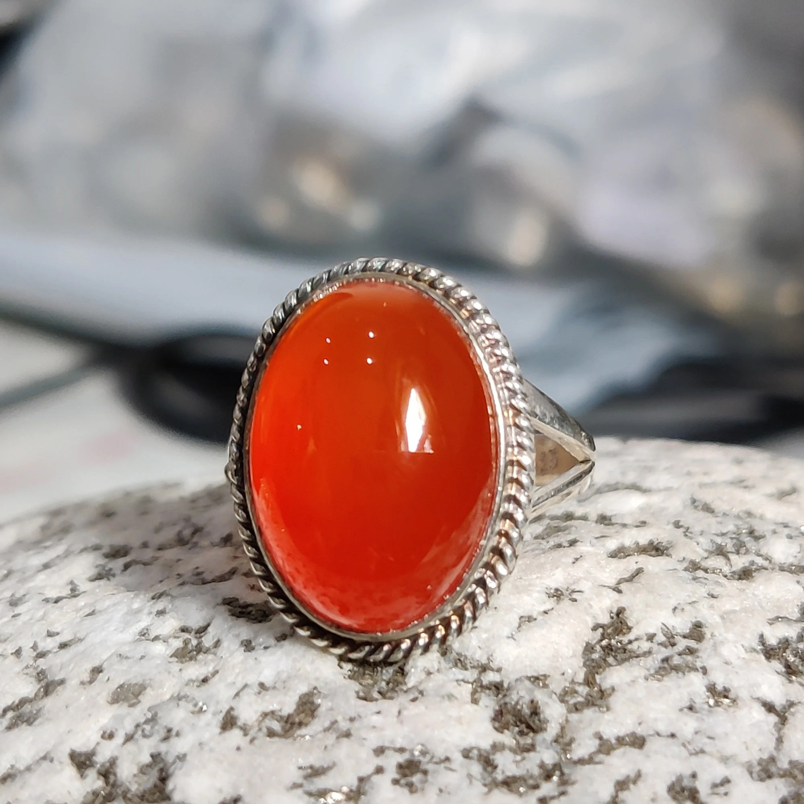 Carnelian Gemstone 925 Sterling Silver Wedding Ring Gift For Wedding A-610