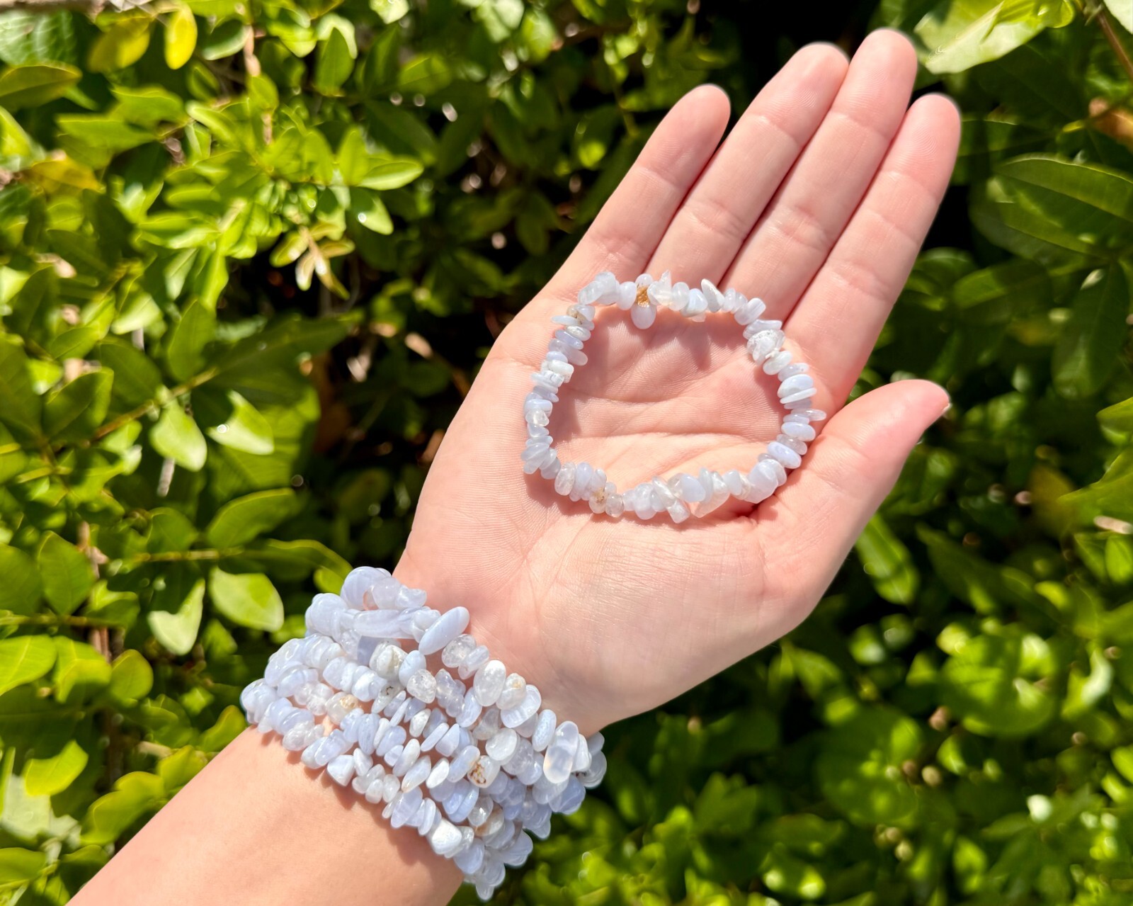 Blue Lace Agate Chip Bracelets (Crystal Bracelets, Blue Lace Agate Bracelet)
