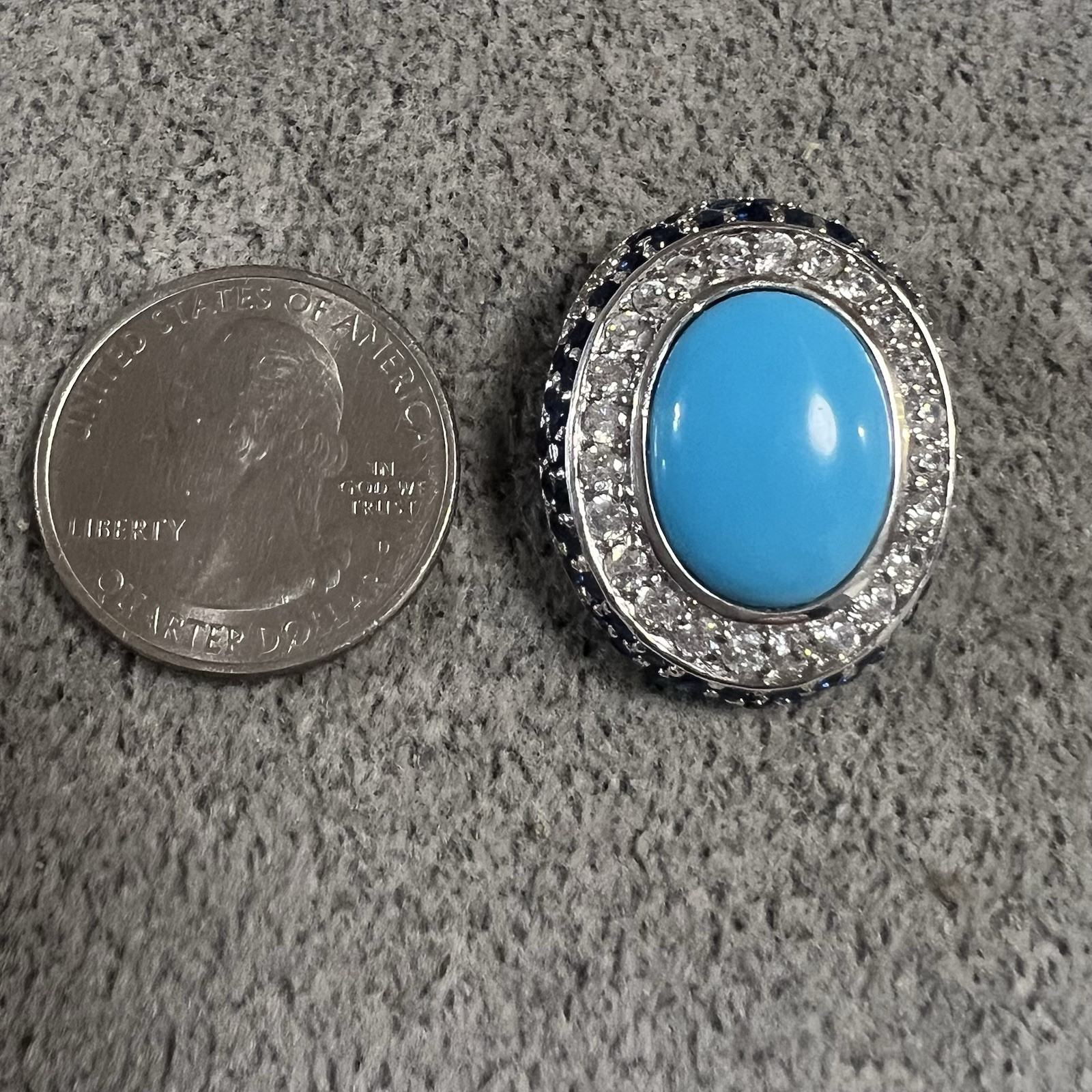 Designer Created Turquoise, Cubic Zirconia & Created Sapphire Sterling Pendant