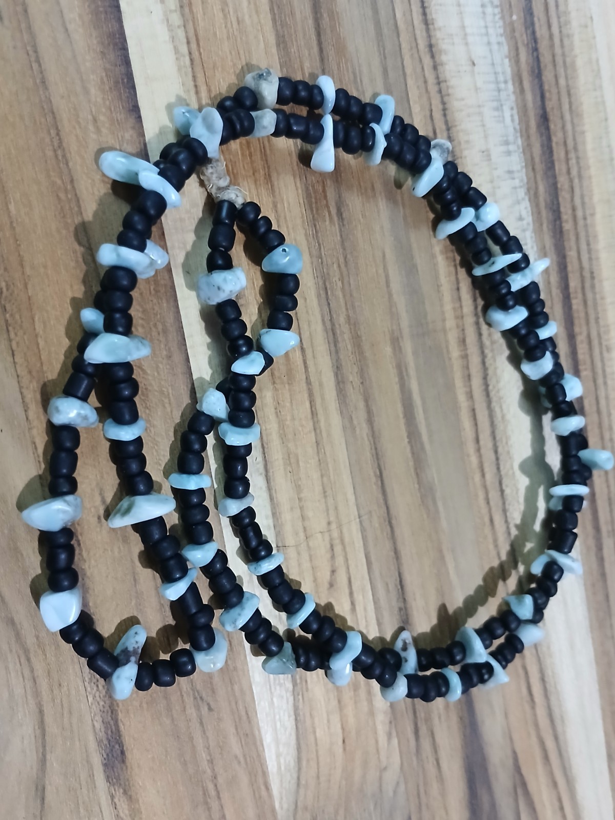 glass beaded necklace Hemp Amazonite Mens Womens Unisex Hippie Boho Layering
