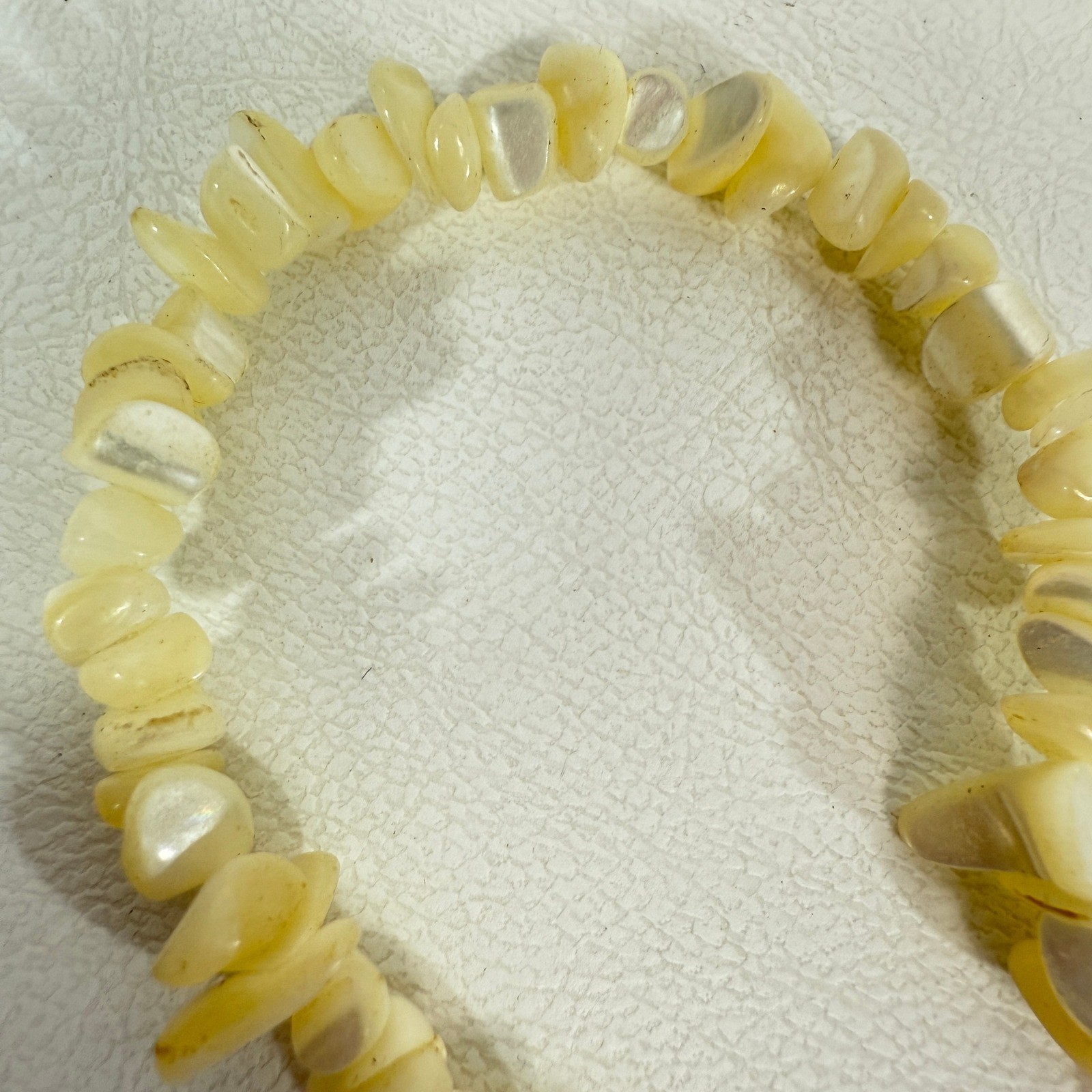 Calcite Chip Necklace Creamy Beige Iridescent Boho Natural Long Length