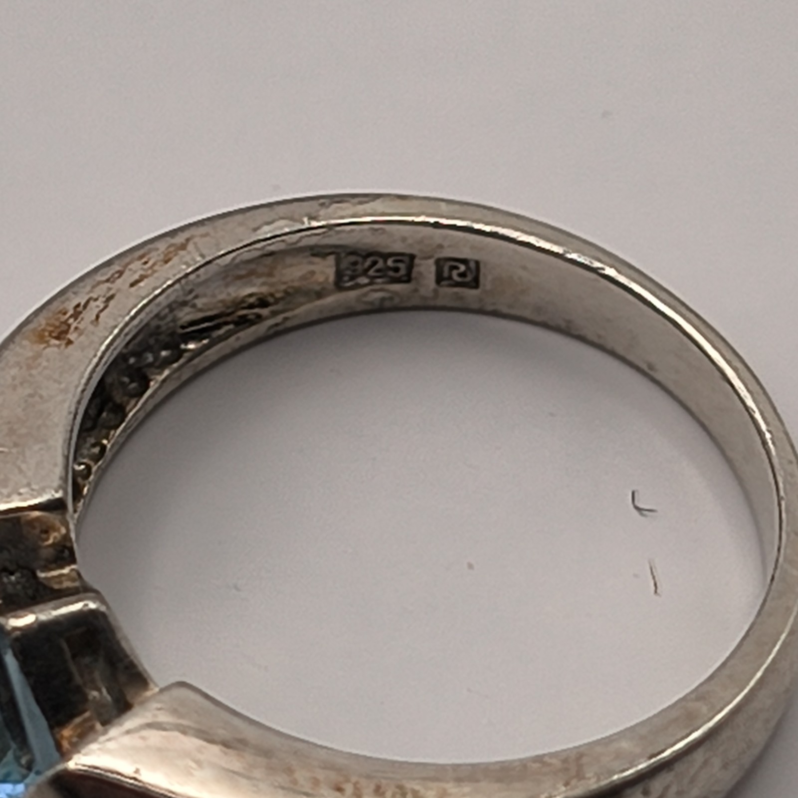 Modern Sterling Silver 925 Ring Square Cut Blue Topaz. Sz 7, 3.7grams