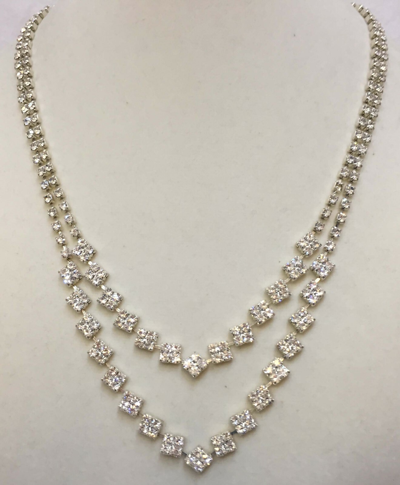 Necklace Rhinestone Double Pave Rhinestones Strand String w/ Bracelet