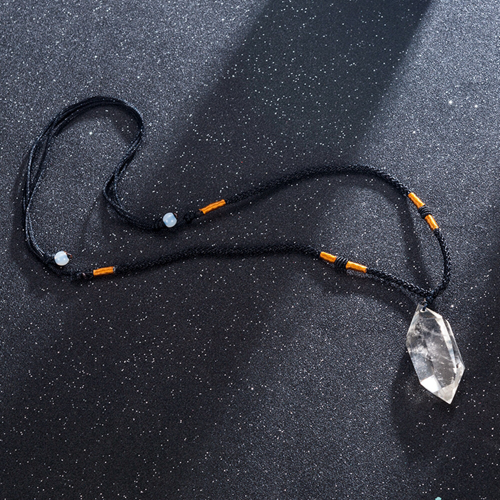 Natural Clear Quartz Crystal Pendant Necklace Chakra Gemstone Healing US EOB