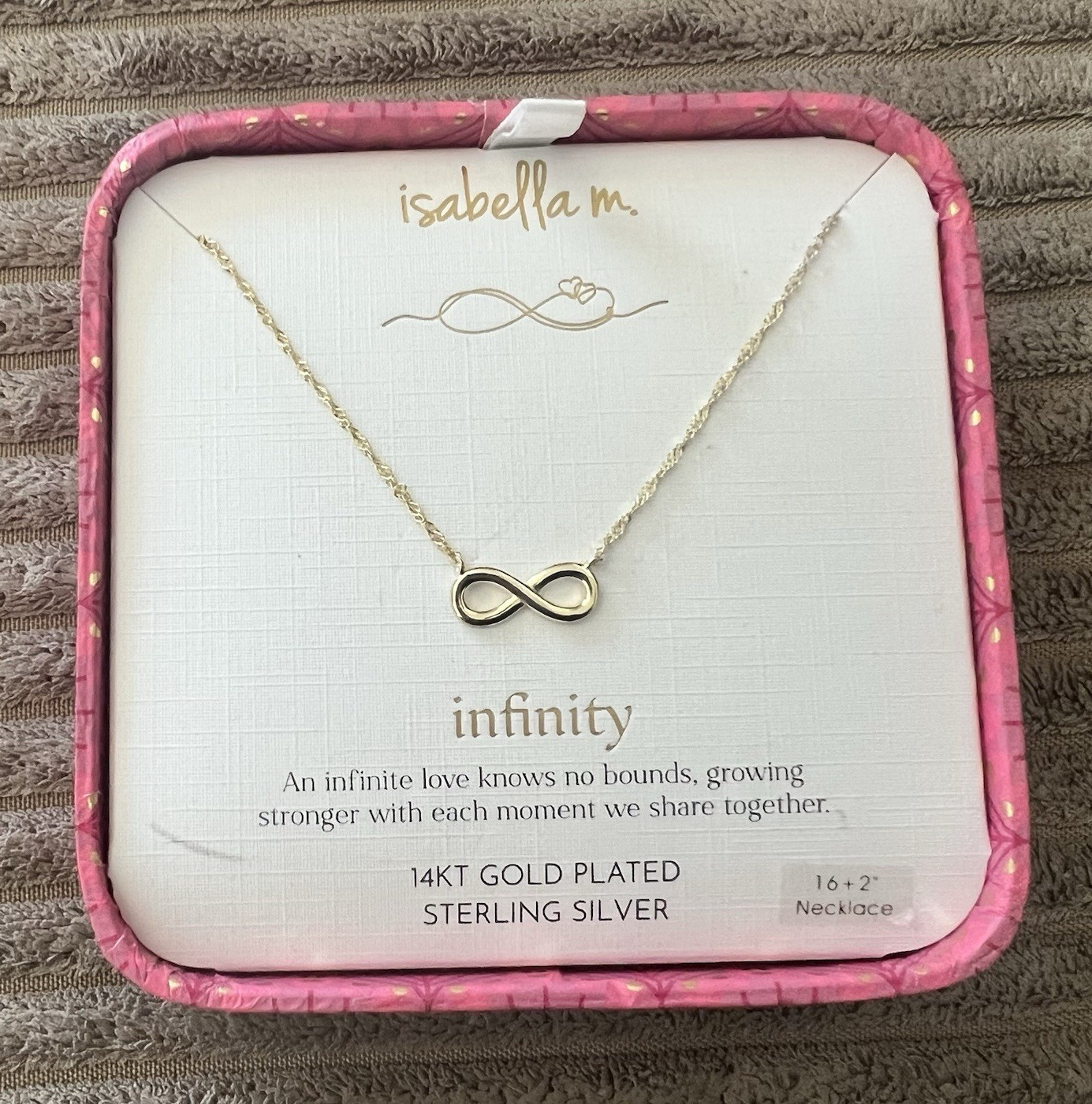 Isabella M. Infinity Pendant Necklace 14k Gold Plated Sterling Silver 16+2in