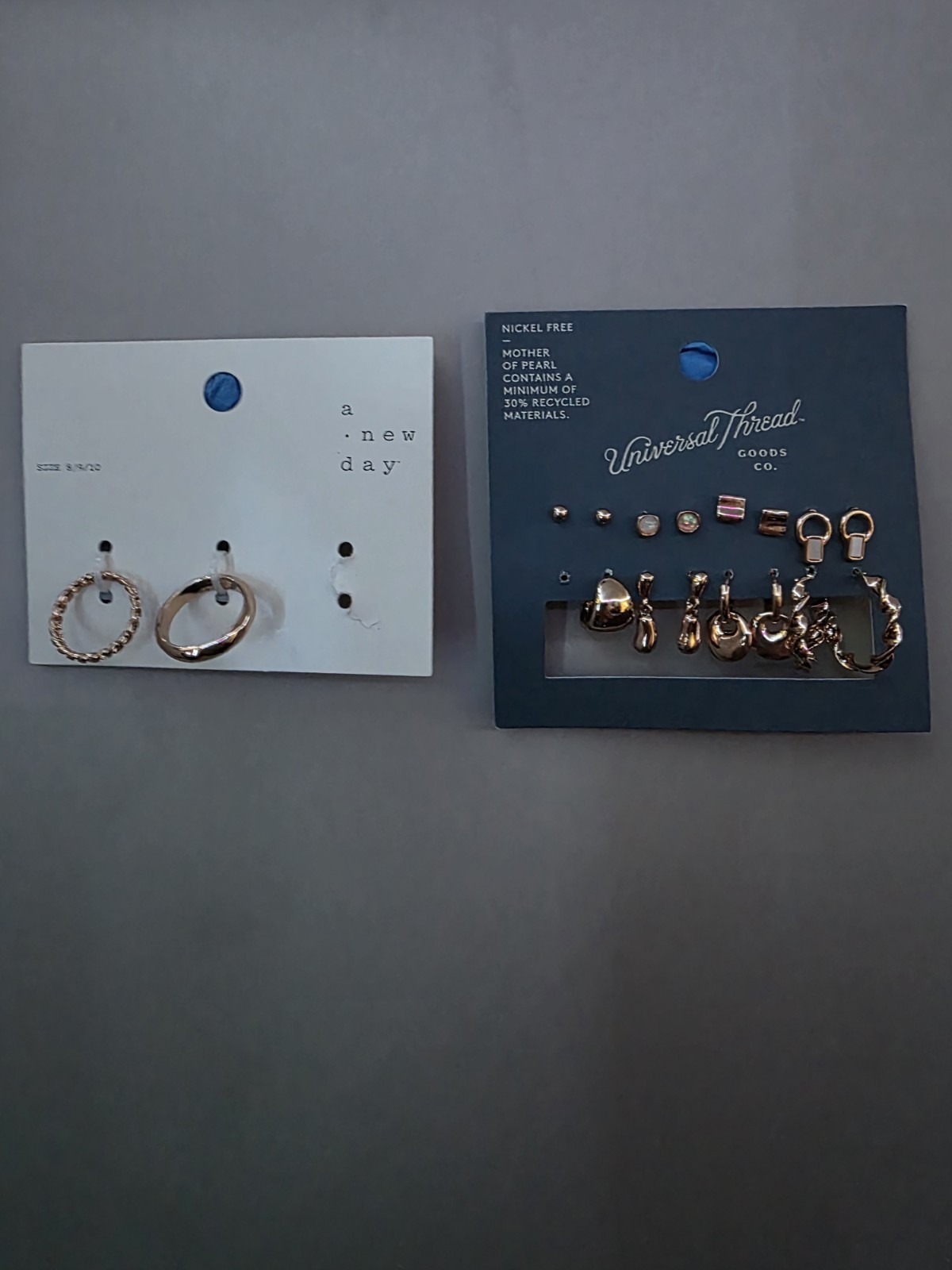 Universal Thread & A New Day Nickel-Free Gold Earrings & Rings Set Size 8/9/10