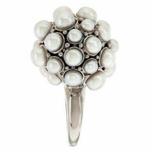 Honora Cultured Freshwater Pearl Stainless Steel Cluster Ring Size 5 $179