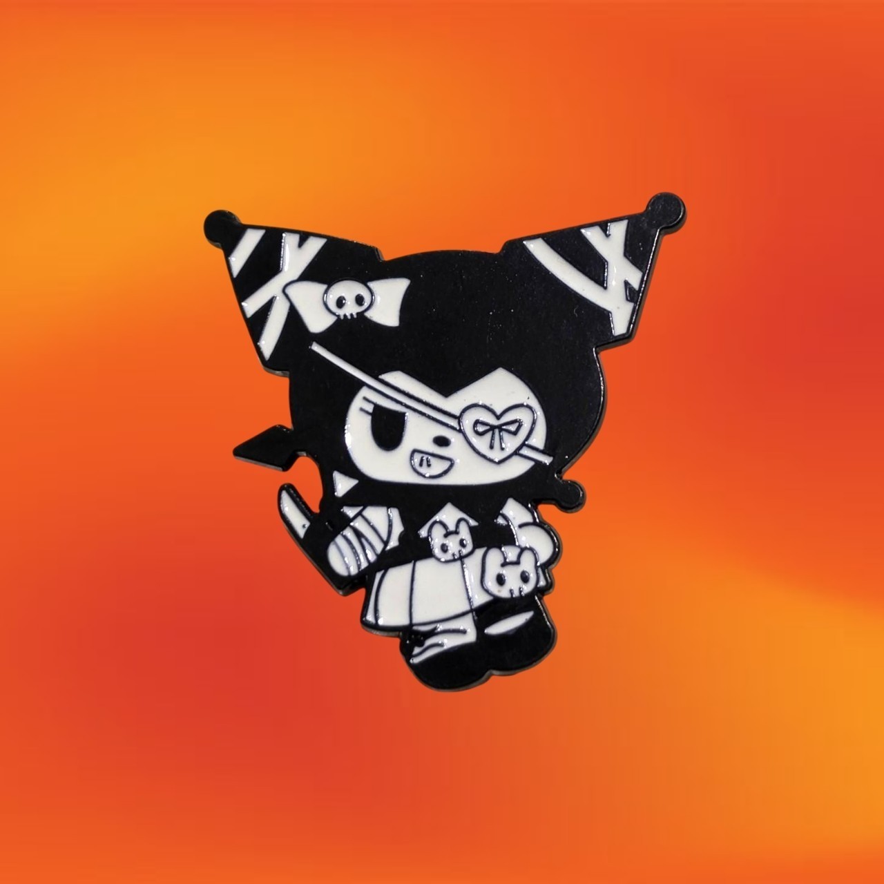NEW Heart Eye Patch Kuromi Enamel Pin Brooch Badge Cute Cartoon Characters AU