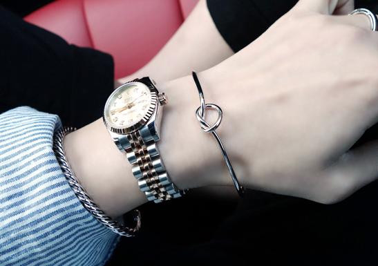 Women’s Fashion Jewelry Love knot Open Metal Bangle Bracelet Rose Gold 69-3