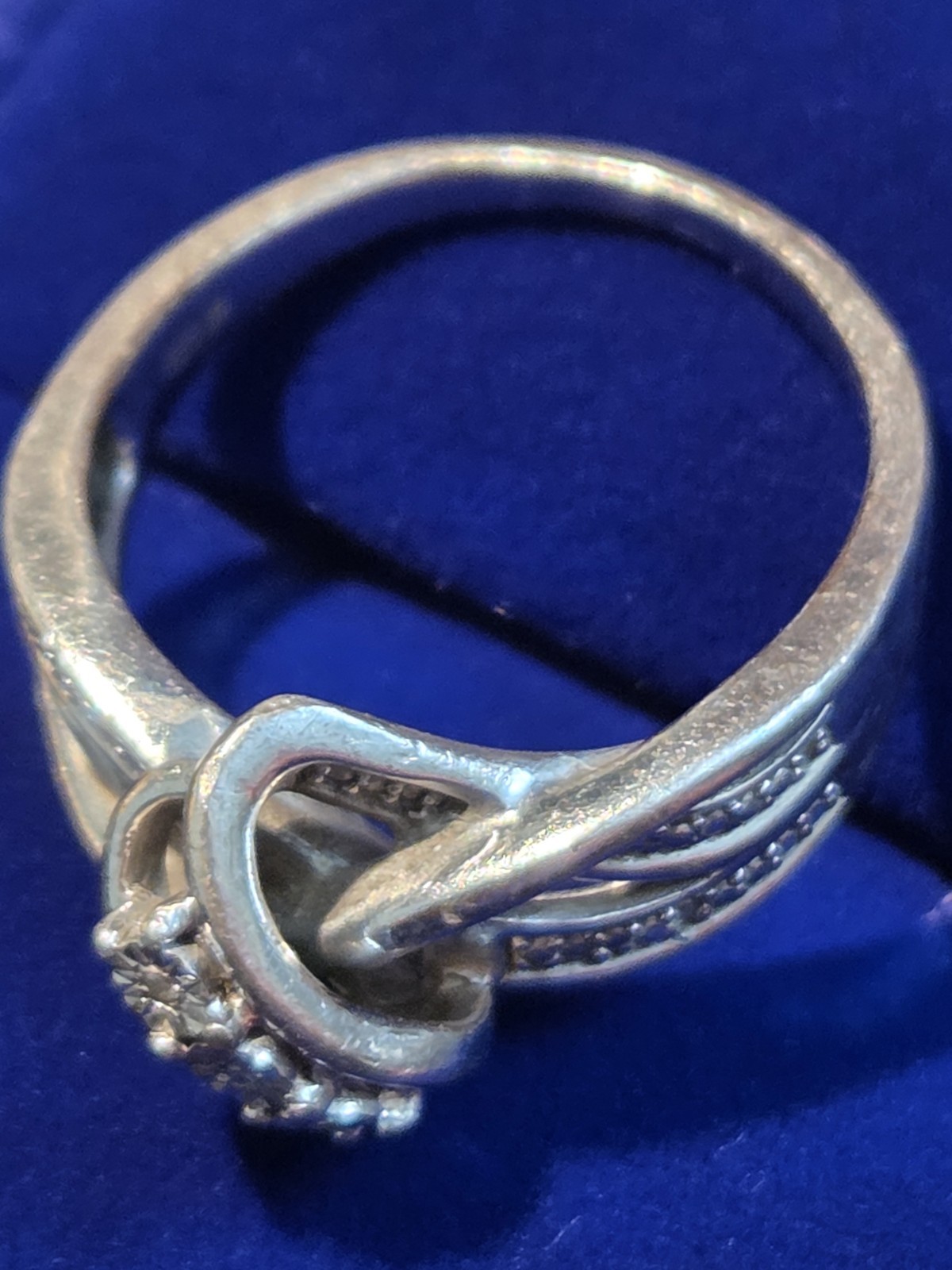 Gemstone Chip Accent Ring Swirl Style Sterling Silver Ring Size 6 3/4 Inches