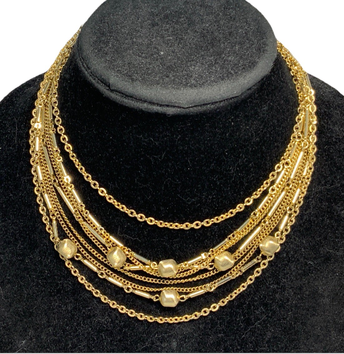 Lisner Gold Tone 9-Strand Chain Necklace 16.5-inches LT110