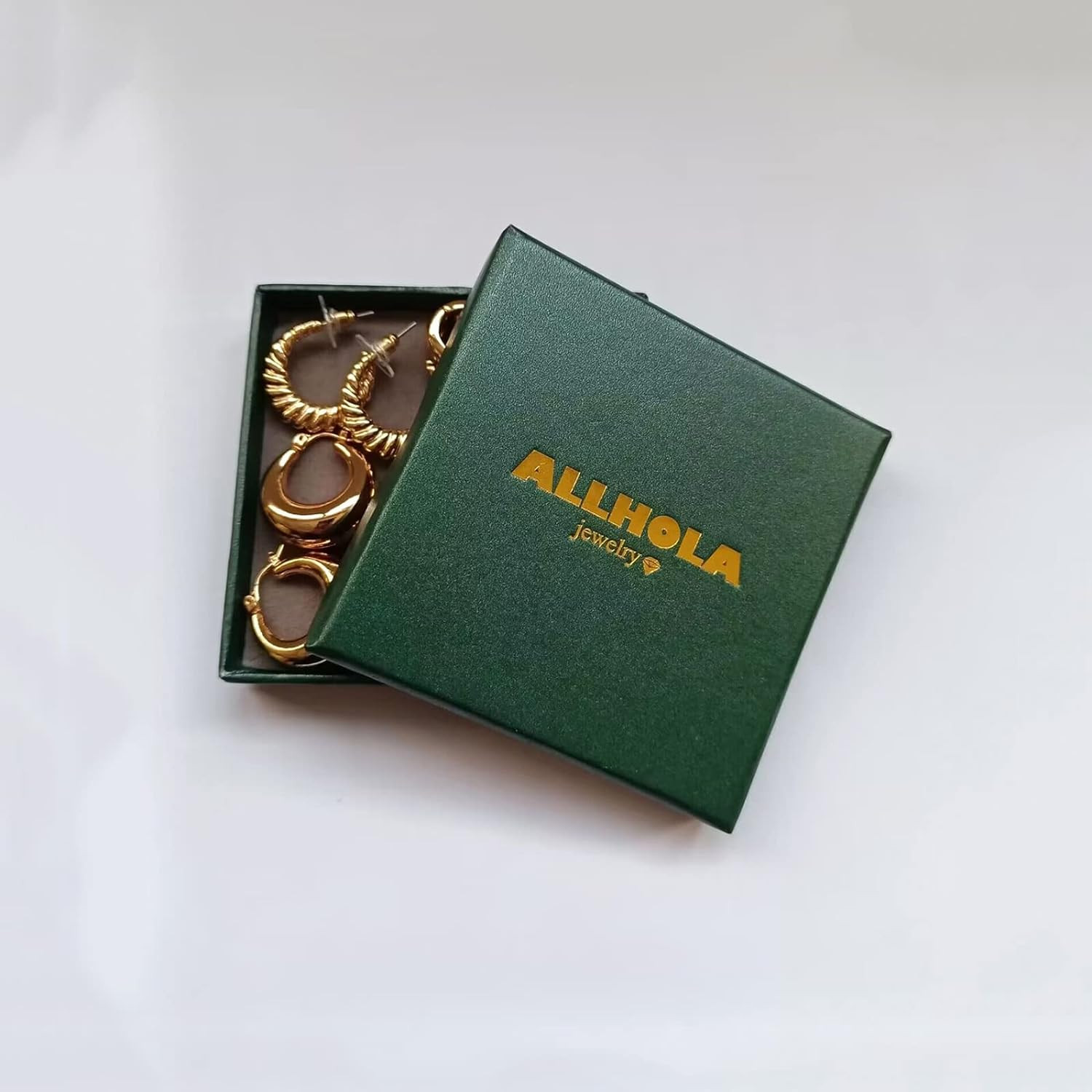6 Pairs 14K Gold Plated Hoop Earrings for Women Lightweight Chunky Hoop Earrings