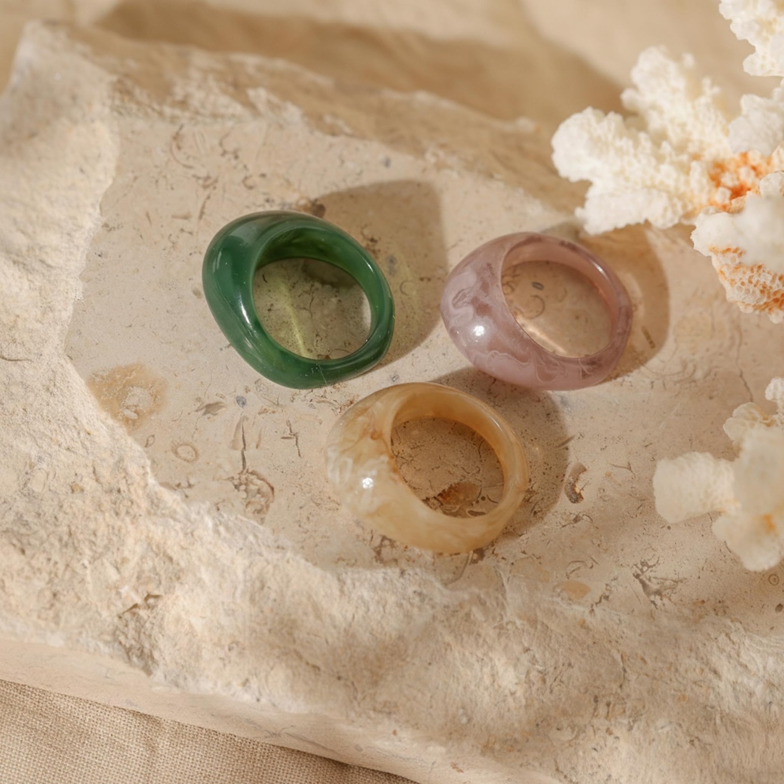 Colorful Stackable Resin Acrylic Rings for Women | Trendy Chunky Knuckle Jewelry