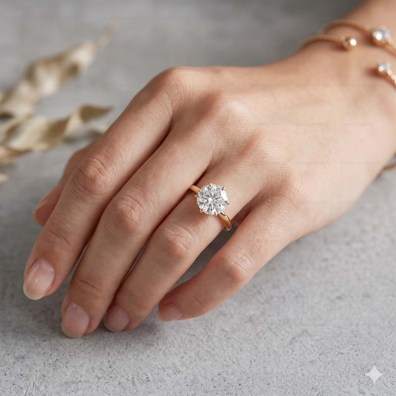 Moissanite Ring, Brass Gold Alloy ,Gemstone Ring ,Women Gift for her