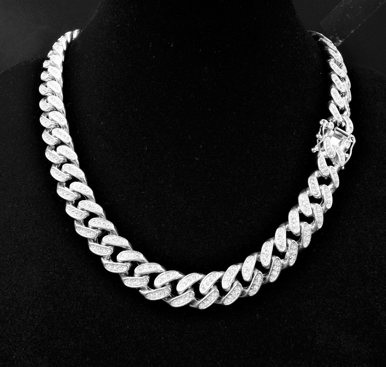 Women Silver Plated Pink Barbie Charm & Iced Cubic Zirconia Cuban Chain Necklace