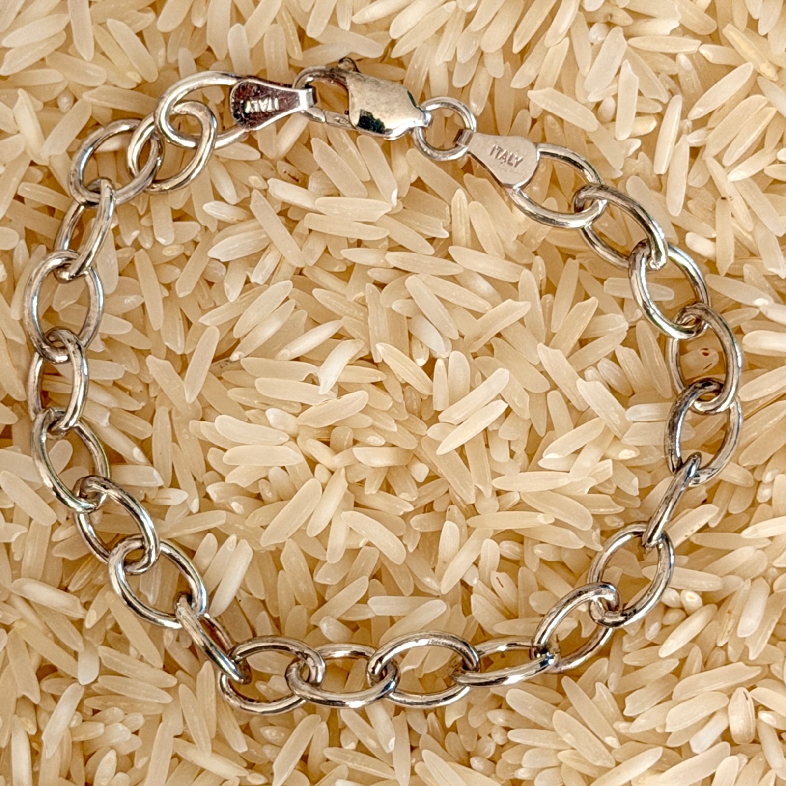 Sterling silver Oval link Bracelet perfect charm bracelet made in Italy 10.5g