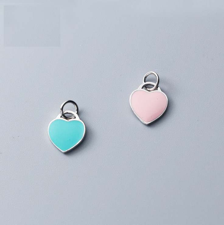 1Pc Sterling Silver Enamel Pink Blue Love Heart Charm Bracelet Anchor Pendant