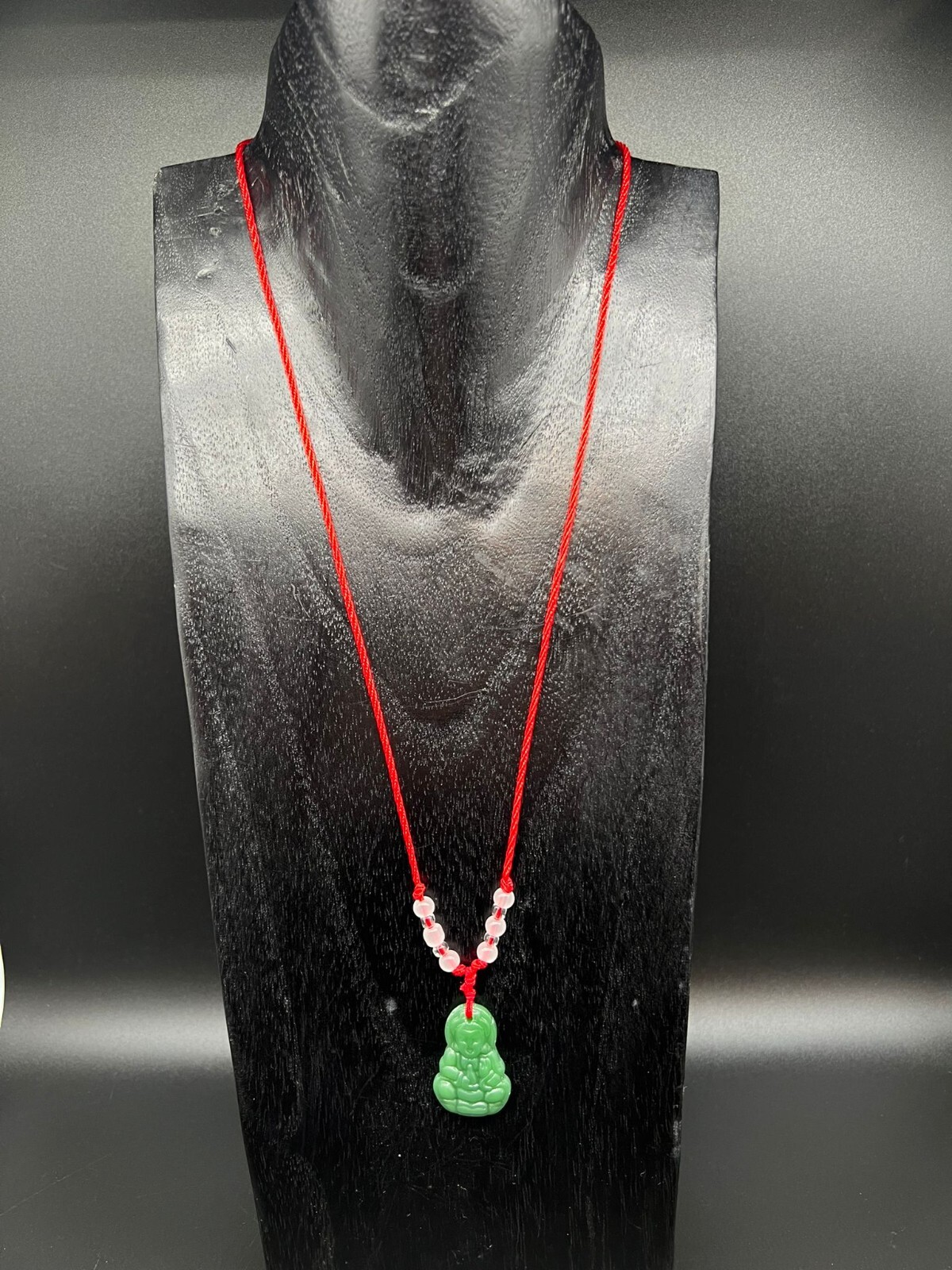 Green Simulated Jade Stabilized Turquoise Laughing Buddha Adjustable Necklace