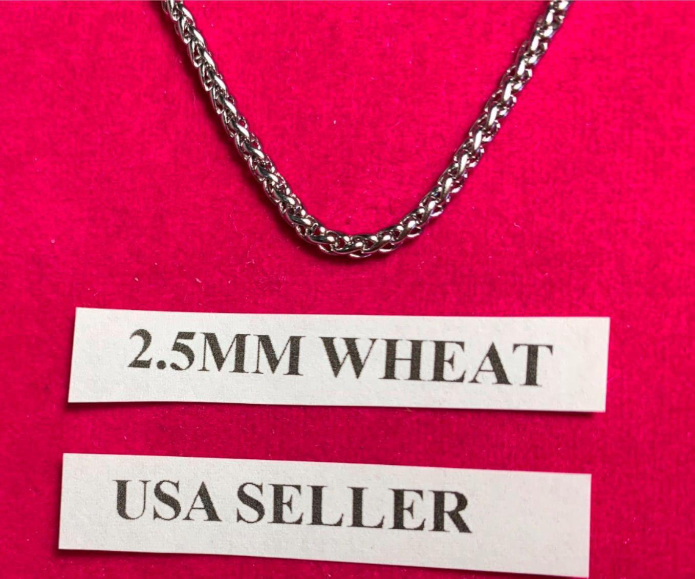 16″ 2.5mm STAINLESS STEEL SILVER BRAIDED WHEAT ROPE NECKLACE CHAIN USA SELLER