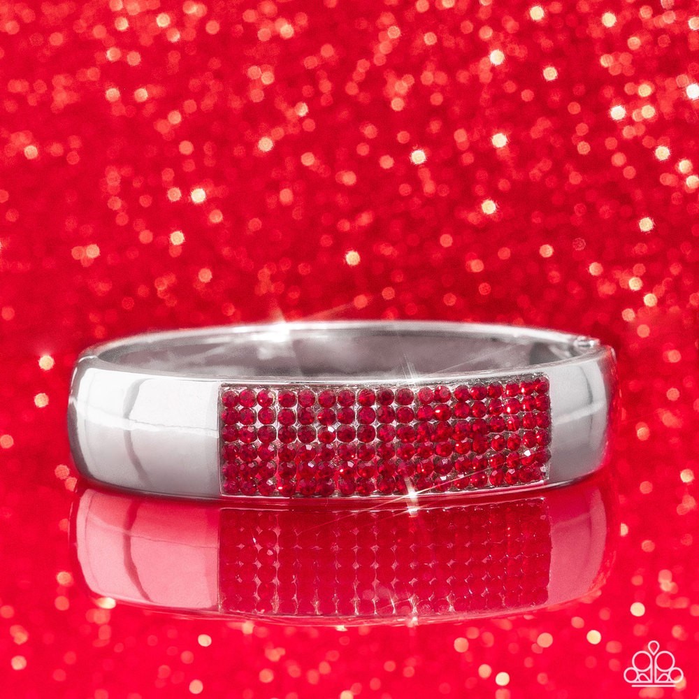 Paparazzi -Record-Breaking Bling – Red – Red Rhinestones – Hinged Bangle Bracele