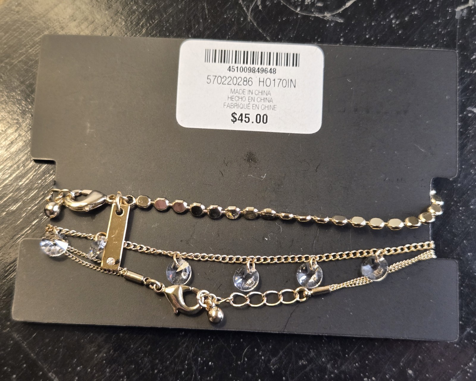 WHITE HOUSE BLACK MARKET SET OF 3 DAINTY BRACELETS CRYSTALS FROM SWAROVSKI NWT