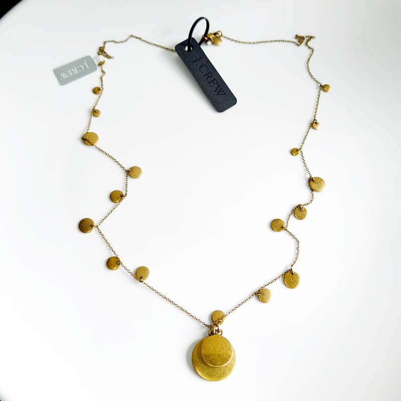 New 30″ Jcrew Round Tag Pendant Necklace Gift Retro Women Party Vacation Jewelry