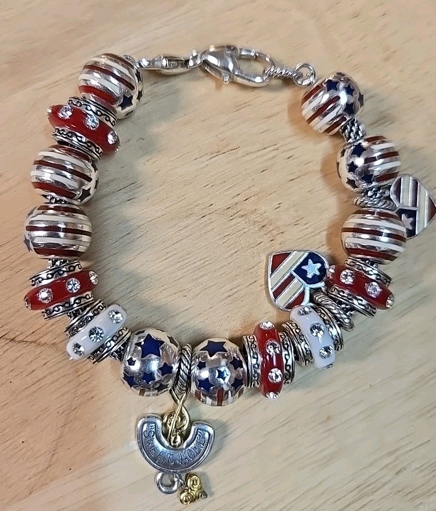 Vintage Brighton Patriotic Charm Bracelet With Sweet Home Alabama Charm