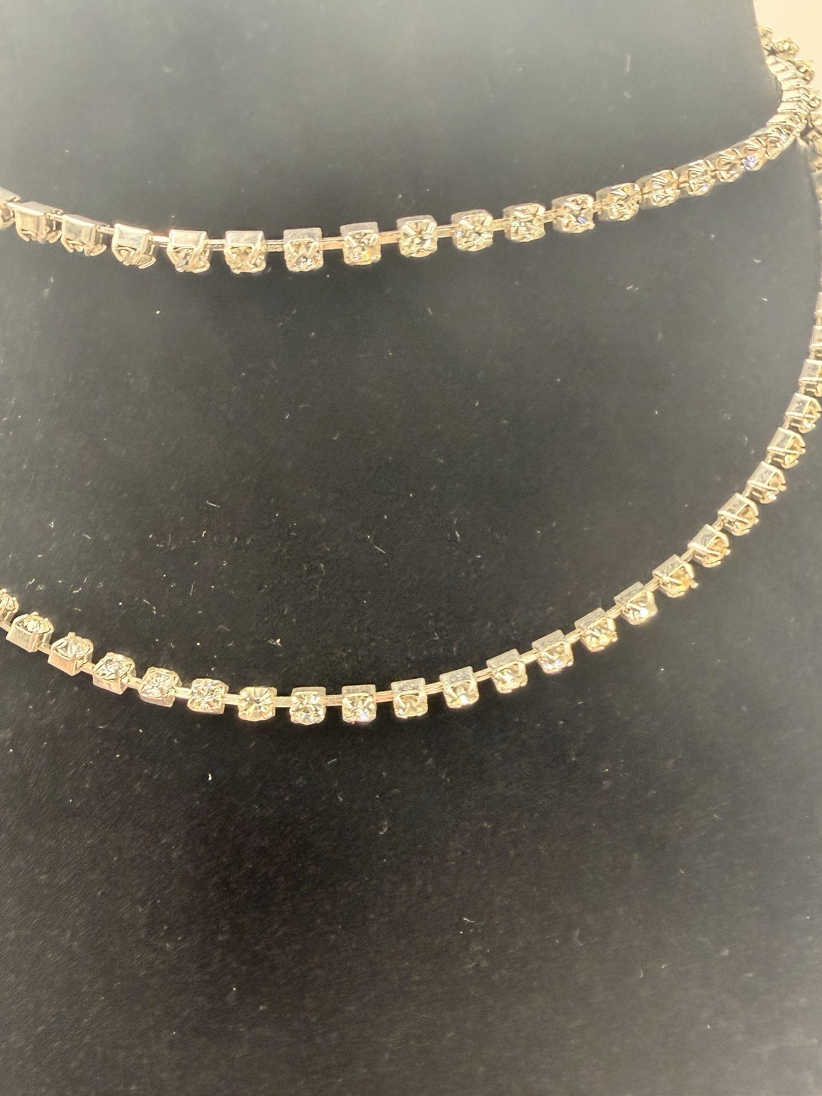Vintage 18K GP Rhinestone Crystal Wrap Necklace 42” Signed Sparkling Statement