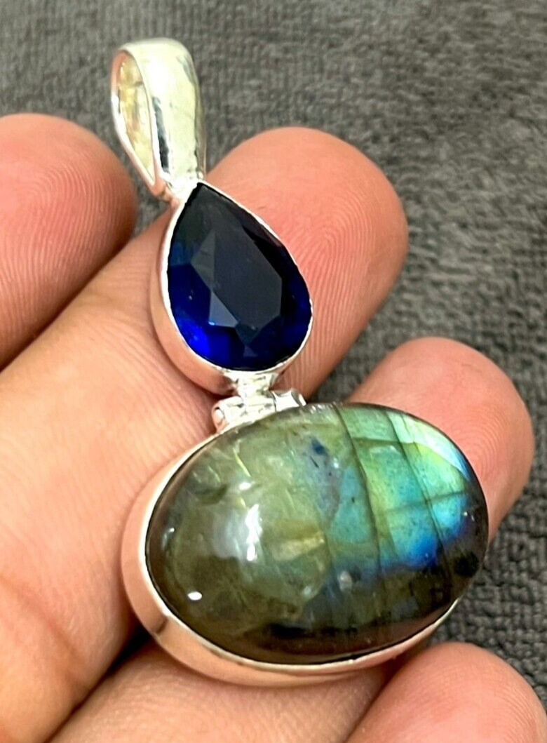 Labradorite Gemstone 925 Sterling Silver Handmade Jewelry Pendant 2.10″