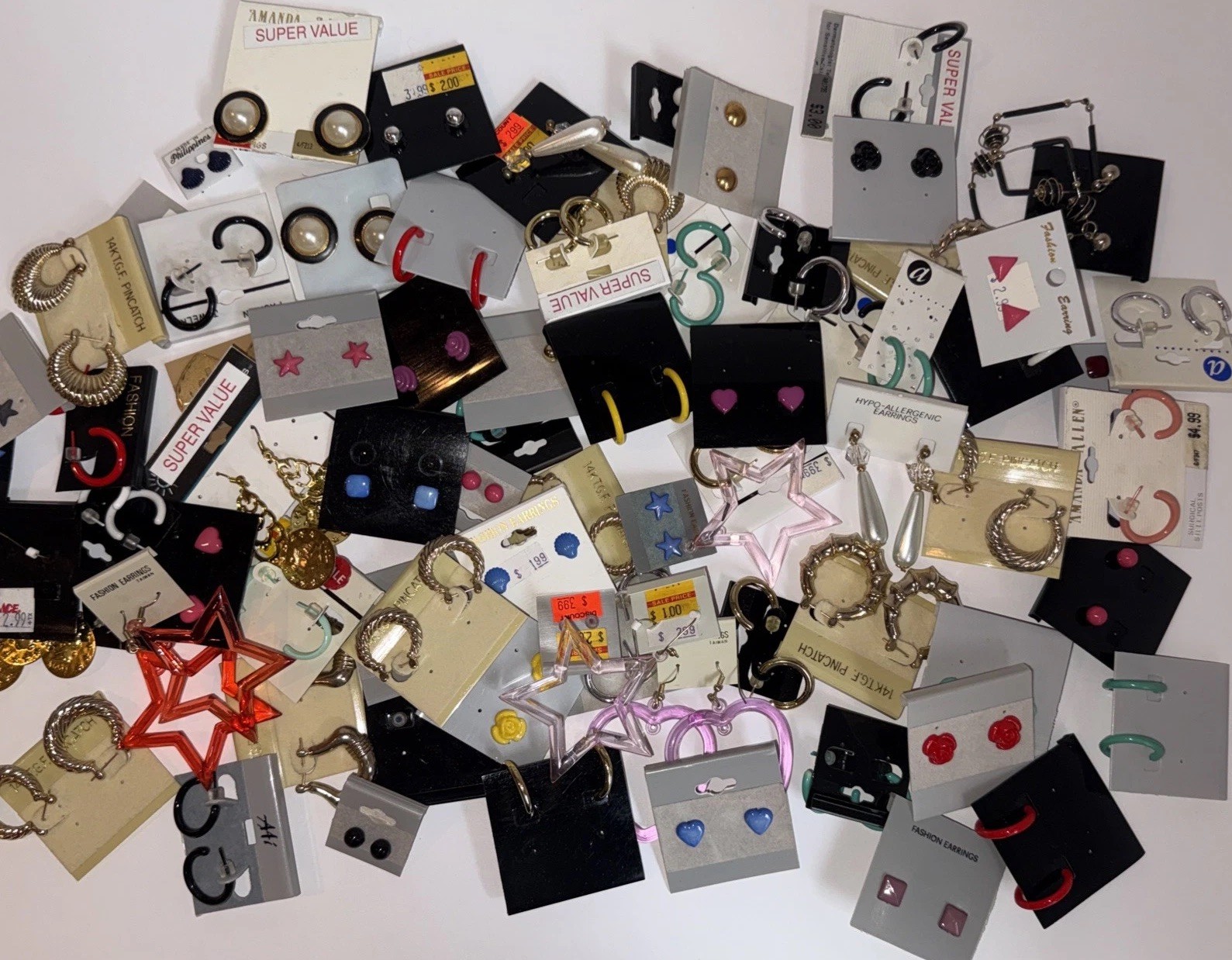 NEW Wholesale Resell Lot 100 Pairs Women’s Fashion Pierced Earrings on Cards