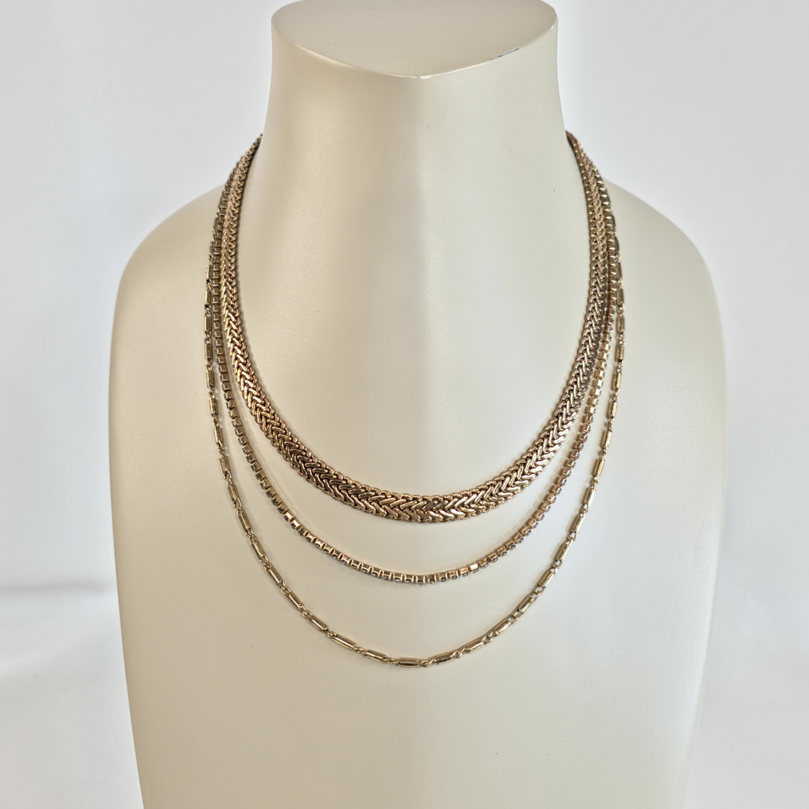 Free People Giselle Layer Necklace Gold Tone Crystal Chain