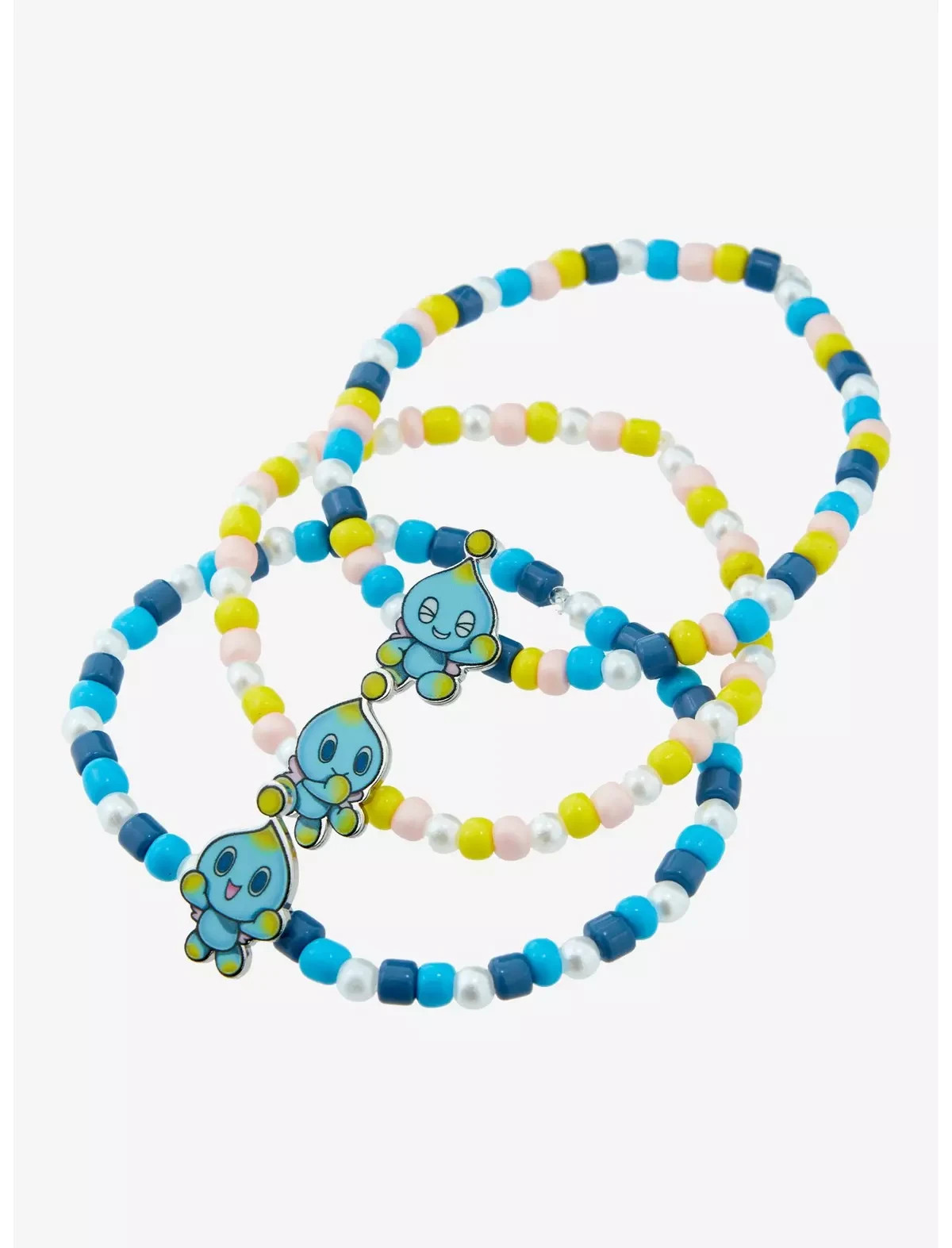 Sonic The Hedgehog Chao Bead Bracelet Set of 3 Bestie Cord Metal Bioworld New