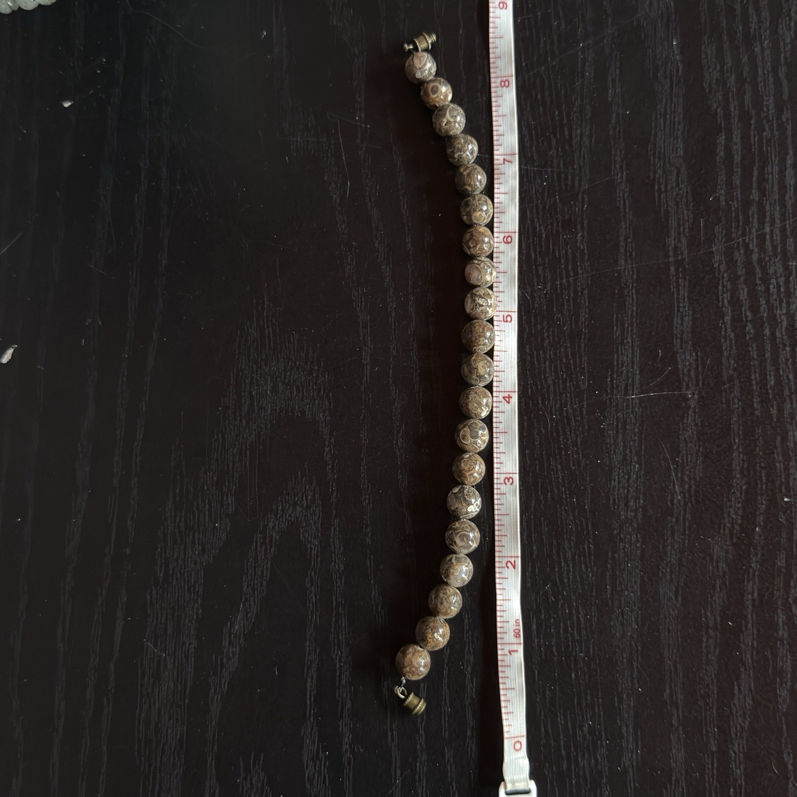Turritella Natural Gemstone Bead Bracelet | Smooth Round 10mm
