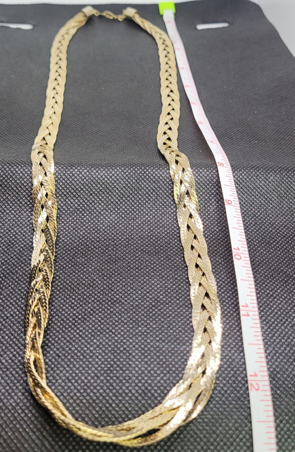 Vintage Gold Tone Twisted Herringbone Chain Necklace Faux READ