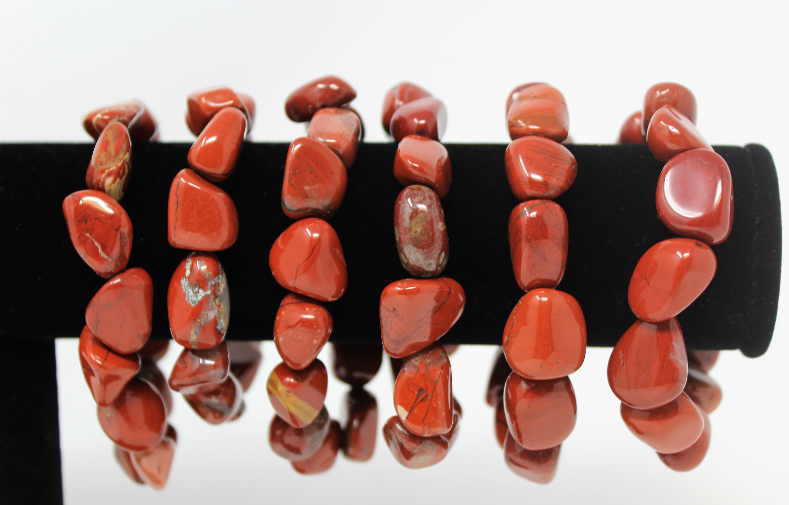 Red Jasper Tumbled Stone Crystal Bracelet 6-8mm: Genuine Jasper Gemstone Jewelry