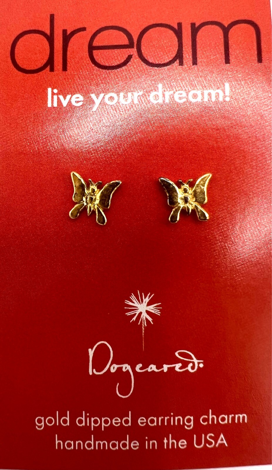 Dogeared dream stud gold dipped butterfly earrings