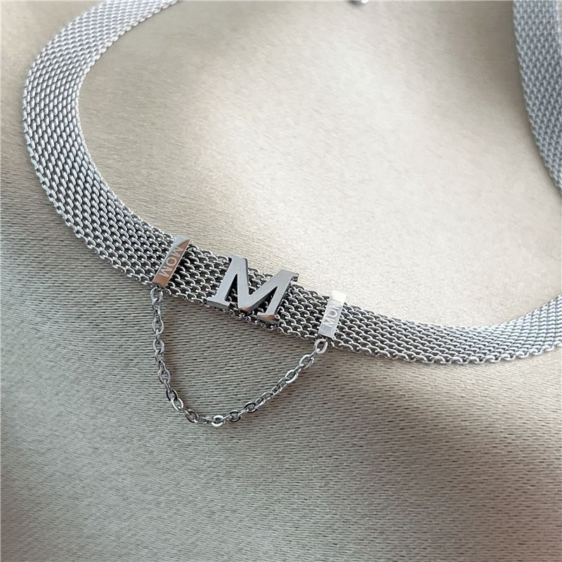 Personalized Initial Choker Necklace 18K Gold Plated Adjustable Chain for Women