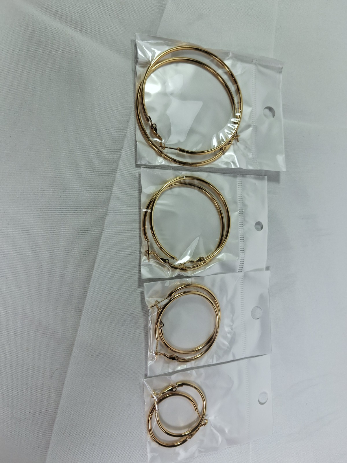 New 4 Pairs Gold Tone Hoop Earrings Set 30mm 40mm 50mm 60mm Fashion Jewelry