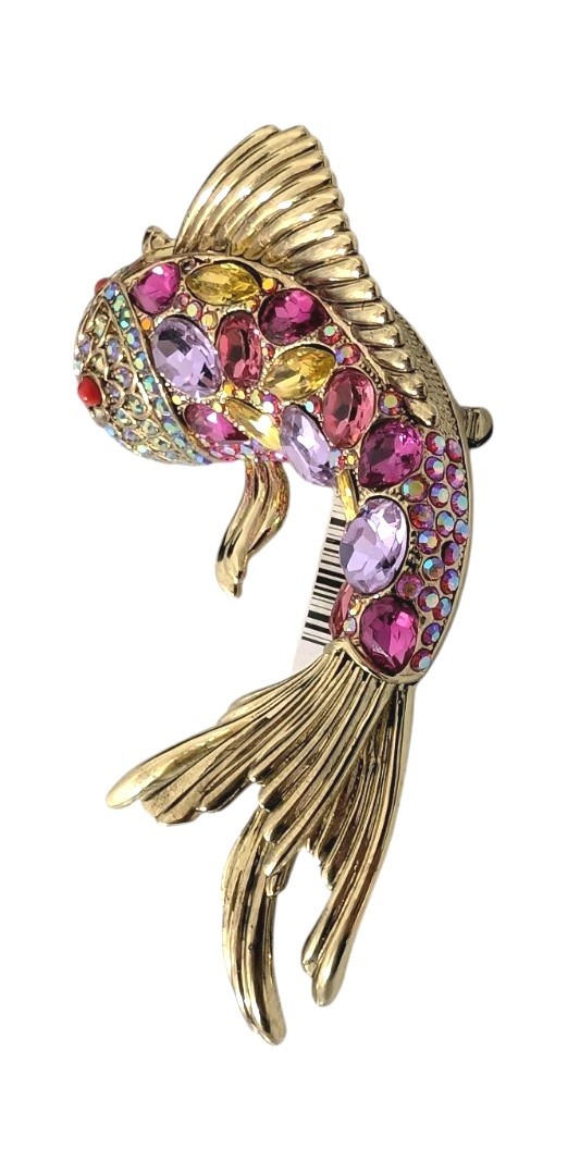 Heidi Daus “One Fish Two Fish” Bronzetone Crystal Pin Brooch-NWT