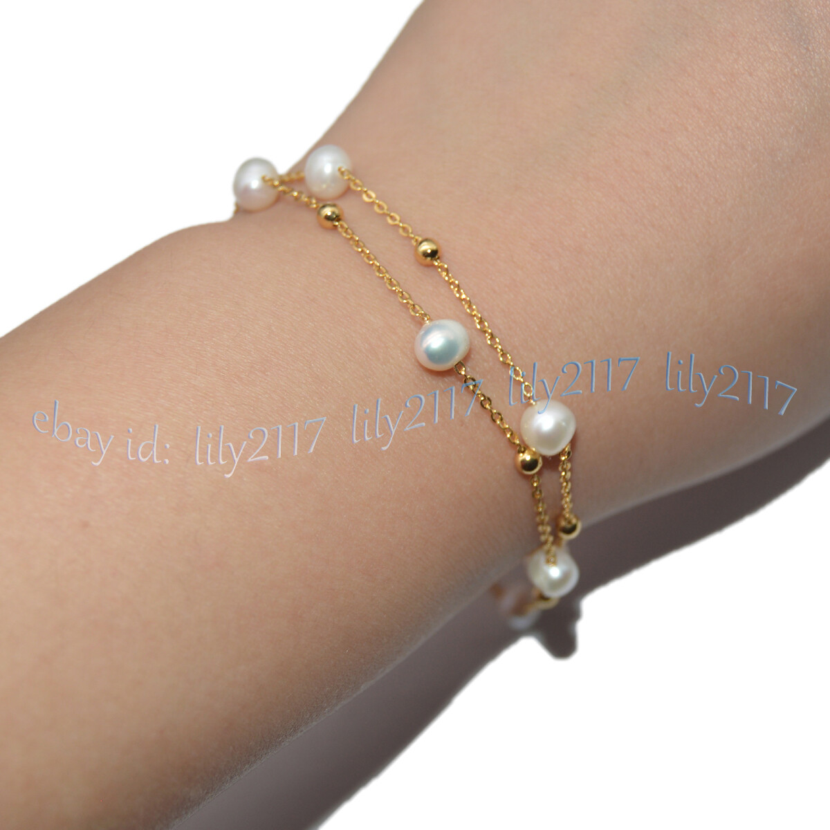 Real Natural 6-7mm White Freshwater Baroque Pearl Gold Chain Necklace 20/32”